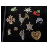 11 costume jewelry brooches