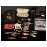 Tigereye necklace, Calvin Klein eyeglasses w/