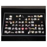 61 costume jewelry rings, all size 8, comes w/