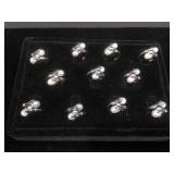 11 genuine pearl rings, all size 5 - 5 1/2