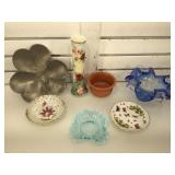 Art glass bowl, hobnail ruffle edge bowl & more