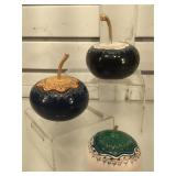 3 hand painted gourd boxes