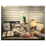 Home goods including miniature tea sets, wall