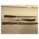 3 vintage sterling wrapped horn handled serving