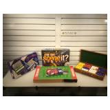 Board games, poker chip set & yard game