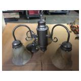 Ceiling mount 3 arm chandelier with glass shades