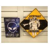 2 metal signs