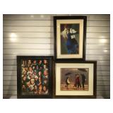 Framed wall art, largest measures 24 x 21 inches