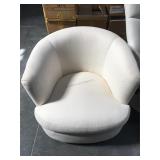 White swivel barrel armchair