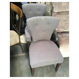 Pair of purple upholstered chairs with hobnail
