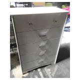 5 drawer white tall dresser with metal hardware