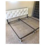 King size padded headboard with metal bed frame