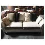 2 cushion sofa with assorted pillows - good clean