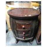 29 in tall wood and wicker stand with 3 small