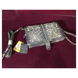 P & G western style leather folding hand bag w/