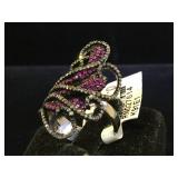 Sterling Ruby & Diamond ring, w/appraisal of