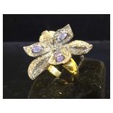 Sterling Tanzanite & Diamond ring,w/ appraisal of