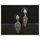 Sterling Ruby & Diamond earrings, w/ appraisal of
