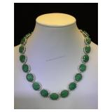 Sterling. Dyed Green Beryl (Emerald) & White Sa