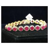 Platinum & Sterling Bracelet w/ 20 Rubies framed