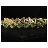 Sterling Peridot & White Topaz bracelet, w/