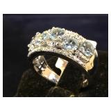 Sterling Aquamarine & Diamond ring, w/appraisal