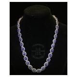 Platinum plated Silver , Tanzanite & Colorless
