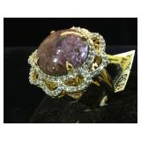 14k plated Silver ring w/ Star Ruby & 76