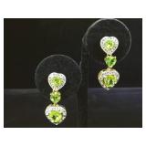 Sterling Peridot &=White Topaz Dangle earrings,