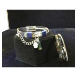 2- leather gemstone & rhinestone embellished