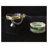 2- leather gemstone & rhinestone embellished