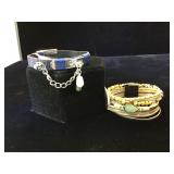 2- leather gemstone & rhinestone embellished