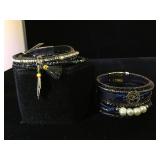 2-leather gemstone & rhinestone embellished