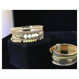 2- leather gemstone & rhinestone embellished