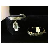 2- leather rhinestone embellished Kalifano