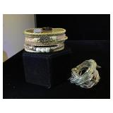2- leather gemstone & rhinestone embellished