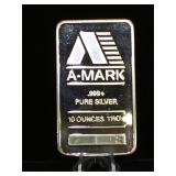 10 oz. .999 Fine Silver Bar, (A-MARK)