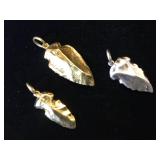 3- Sterling arrowhead pendants , 32.9g