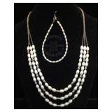 Sterling & triple strand freshwater Pearl