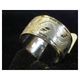 14k WHITE GOLD lazor cut band ring, size 7.5,