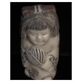 Signed Ivory tusk tip netsuke, measures over 2