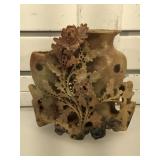 Carved stone double vase, stands 6 3/4 inches