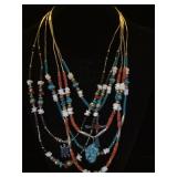 3- Southwest style necklaces, cross, turtle &