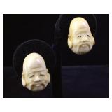 14k GOLD POSTS & carved Ivory earrings