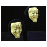 14k GOLD posts & Carved Ivory earrings