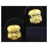 14k GOLD posts & Carved Ivory earrings
