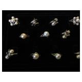 11 genuine Pearl rings, various sizes