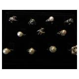 11  genuine Pearl rings, various sizes