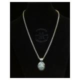 Vintage Sterling chain & pendant, 18 in. Length,
