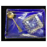 Westmoreland Sterling Spoon & crystal salt cellar